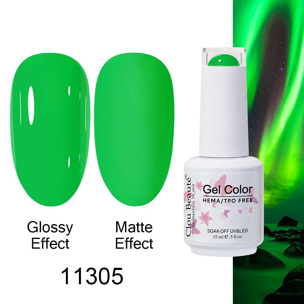 Clou Beaute 15ml HEMA TPO FREE Color Gel Nail Polish Nude Pink Red Green Collection Nail Gel Polish Glitter Soak Off UV LED Gel