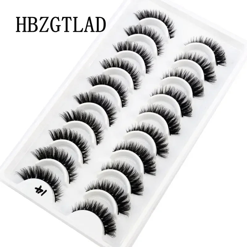 HBZGTLAD Russian Strip Lashes 10 Pairs 3D Mink Lashes Natural Eyelashes Dramatic False Eyelashes Wholesale Eyelash Extension