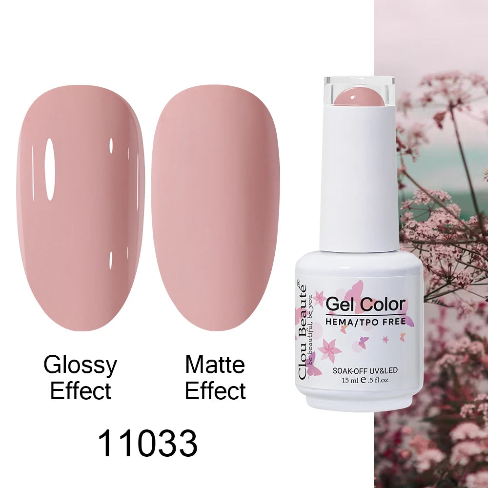 Clou Beaute 15ml HEMA TPO FREE Color Gel Nail Polish Nude Pink Red Green Collection Nail Gel Polish Glitter Soak Off UV LED Gel