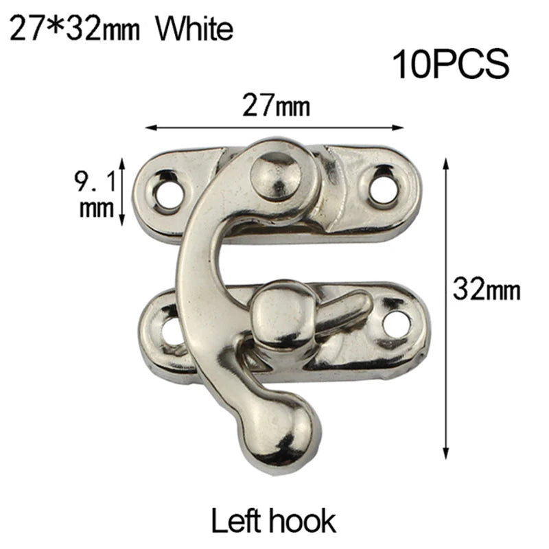 10PCS/bag Vintage Metal Hardware Furniture Wooden Box Leather Bag Hardware Decorative Latch Clasps Lock Padlock Hasp With Screws