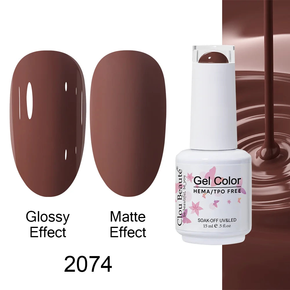 Clou Beaute 15ml HEMA TPO FREE Color Gel Nail Polish Nude Pink Red Green Collection Nail Gel Polish Glitter Soak Off UV LED Gel