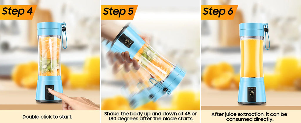 Portable Blender Electric Juicer Stainless Steel Blade 380ml Mini Juice Cup Smoothie Juice Blender Suitable for Commuting
