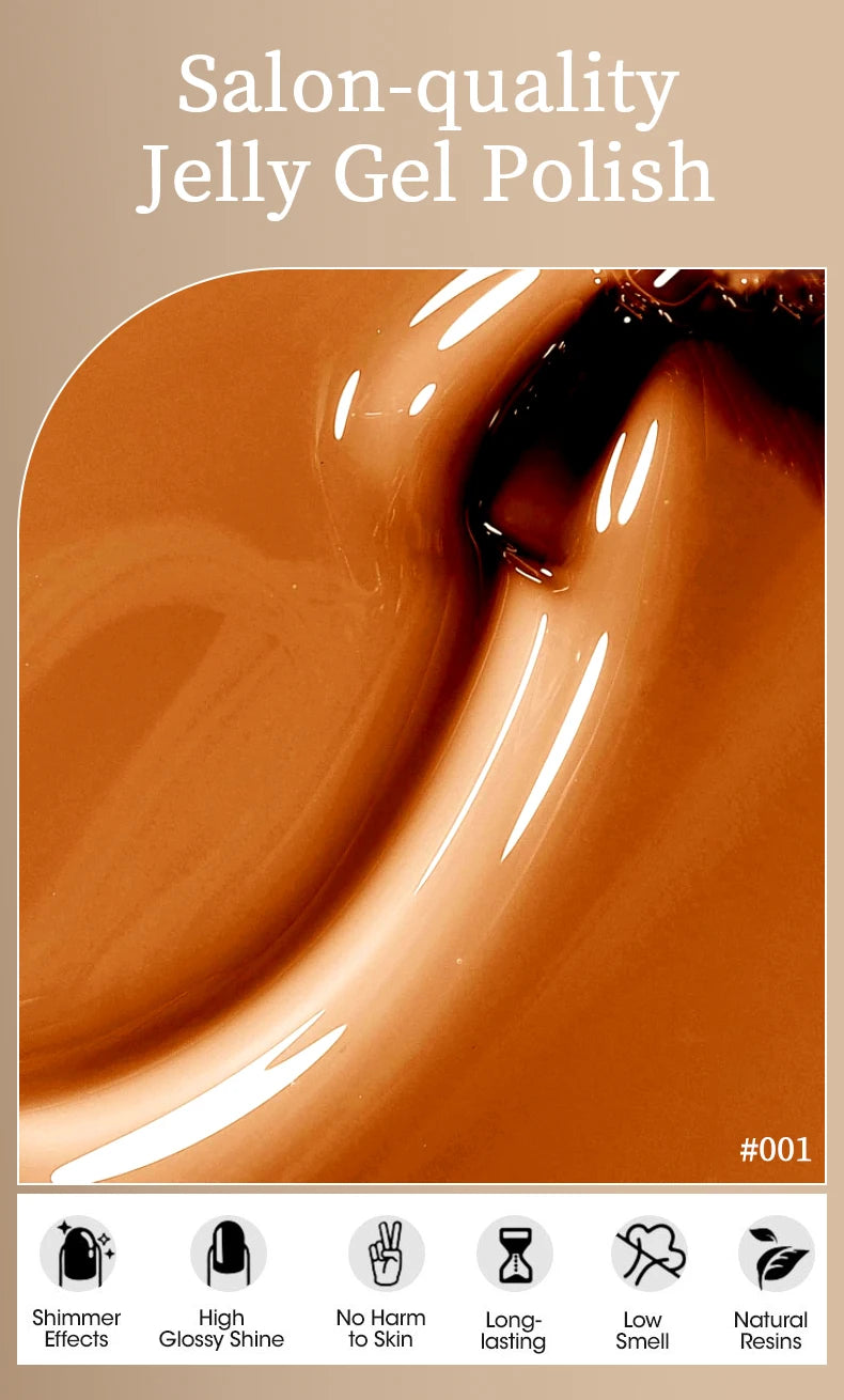 RSNAIL 10g Jelly Amber Gel Nail Polish Crystal Brown Nail Gel DIY Translucent Color Nail Art Gel Permanent UV Gel Polish Varnish