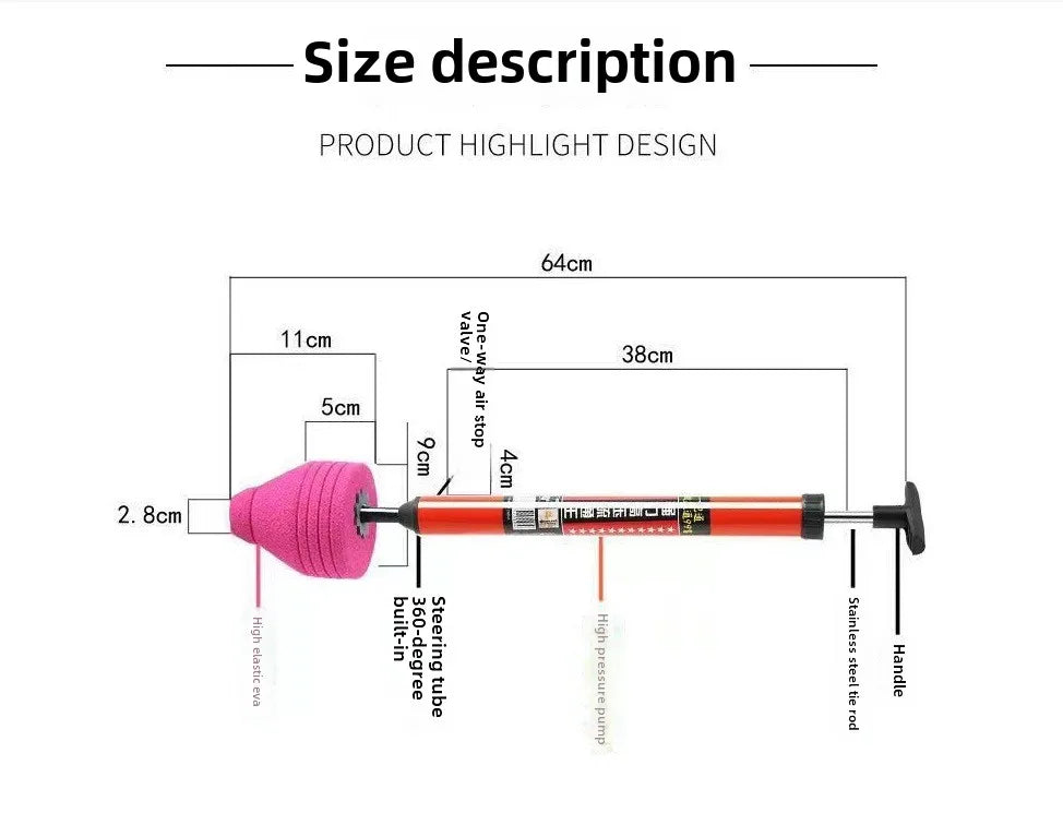 New High Pressure Toilet Unblock One Shot Toilet Pipe Plunger Silicone Quickly Unblock Household Toilet Sewer Dredging Plunger