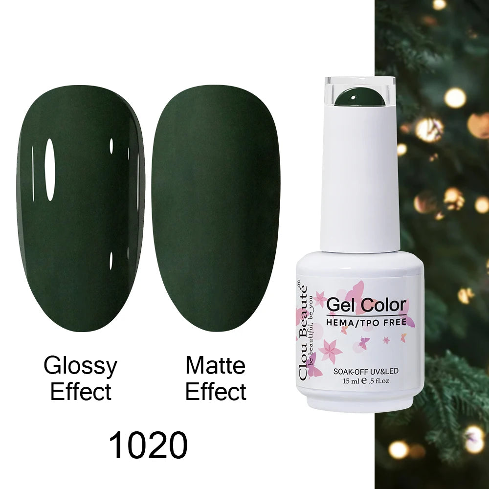 Clou Beaute 15ml HEMA TPO FREE Color Gel Nail Polish Nude Pink Red Green Collection Nail Gel Polish Glitter Soak Off UV LED Gel