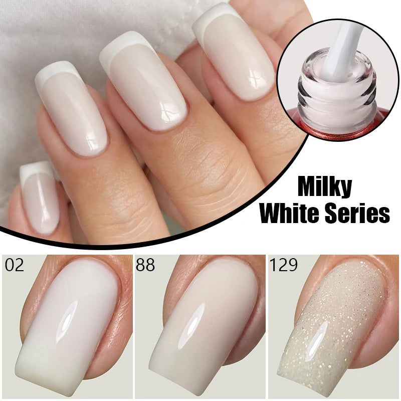 MSHARE Milk Milky White Base Gel Polish Camouflage Color Rubber Base Nail base coat 10ml