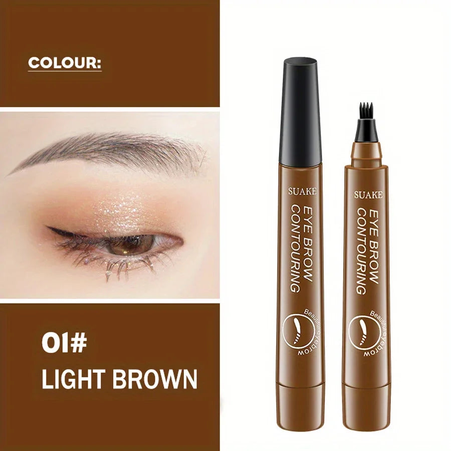 Microblading Eyebrow Pencils with 4 Split Head Waterproof 5 Colors Eyebrow Pens Natural Looking Brows Makeup for Women Cosmetics