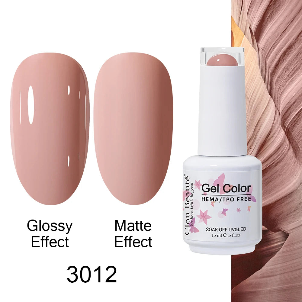 Clou Beaute 15ml HEMA TPO FREE Color Gel Nail Polish Nude Pink Red Green Collection Nail Gel Polish Glitter Soak Off UV LED Gel