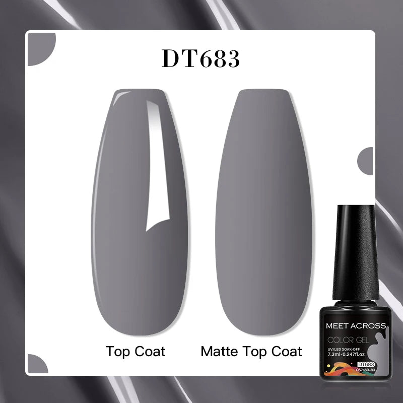 MEET ACROSS 160 Colors 7.3ml Gel Nail Polish Pink Green Blue Fluorescent Summer Glitter Varnish Semi Permanent Nail Art Gel