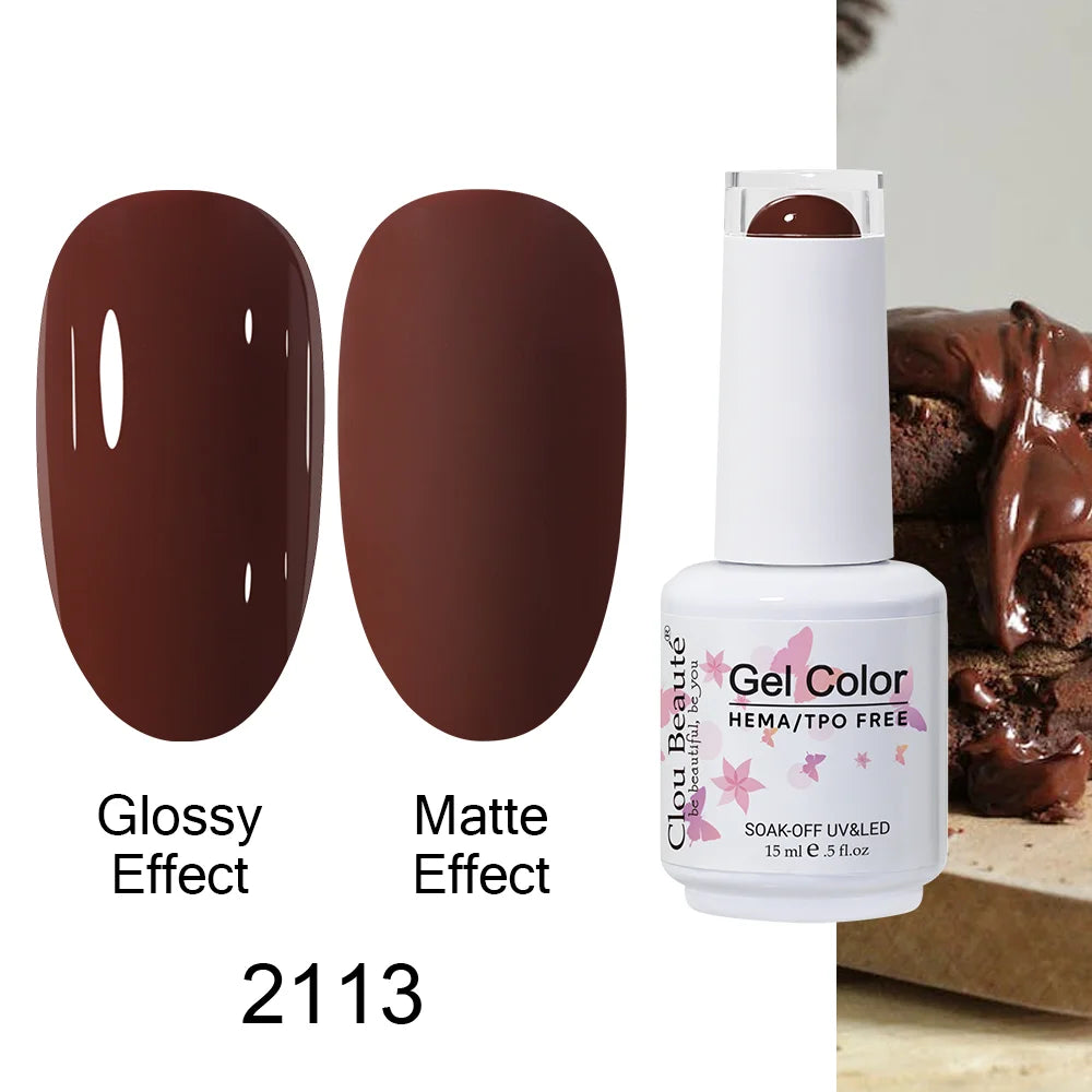Clou Beaute 15ml HEMA TPO FREE Color Gel Nail Polish Nude Pink Red Green Collection Nail Gel Polish Glitter Soak Off UV LED Gel