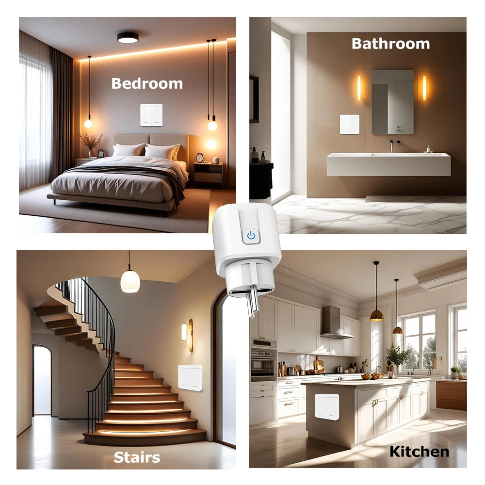 RF Wireless Smart Plug 110V 220V 16A High-power Socket and 86 Wireless Push Button Wall Switch with Battery for Home Appliance