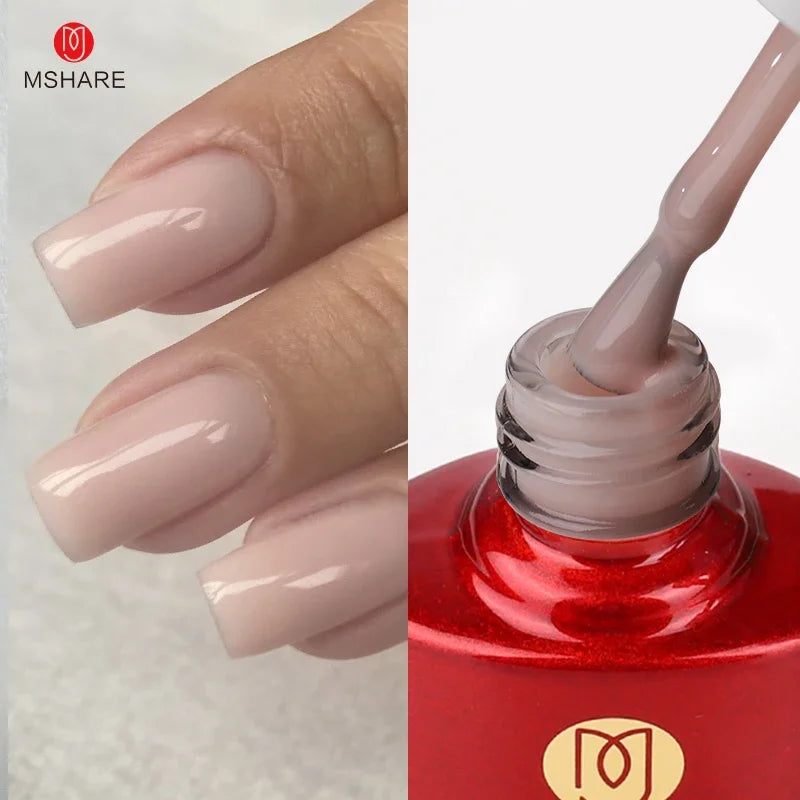MSHARE Milk Milky White Base Gel Polish Camouflage Color Rubber Base Nail base coat 10ml
