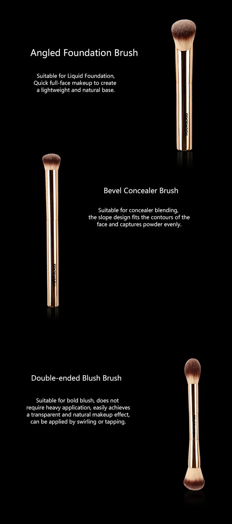 3pcs/set Hourglass Makeup brushes Powder Foundation Blush Concealer Make up brush with Dragon cosmetic bucket Storage box