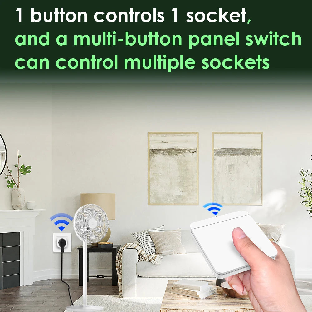 RF Wireless Smart Plug 110V 220V 16A High-power Socket and 86 Wireless Push Button Wall Switch with Battery for Home Appliance