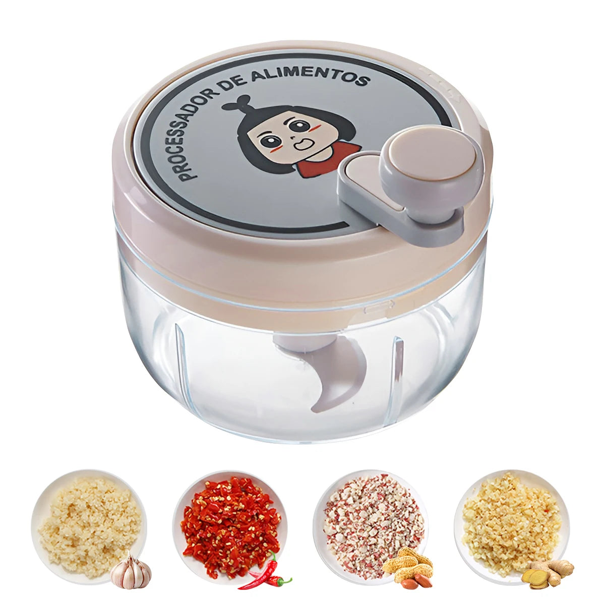 Garlic Crusher, Highly Efficient Masher Chopper for Home, Multifunctional Manual Grinder with Safe Blades
