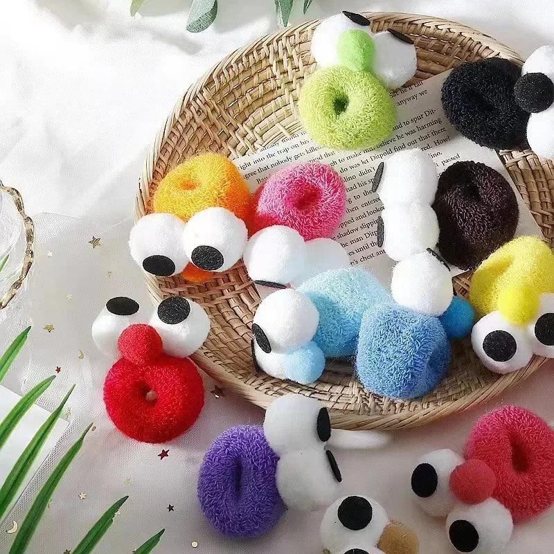 New Autumn and Winter Funny Selling Big Eyes Rope Girl Heart Candy Color High Elasticity 2-16 Years Old Hair Band