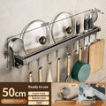 Suction Cup Kitchen Storage Rack Hook Rod No Drill Required Pot Spatula Spoon Knife Integrated Wall-Mounted Storage Rack