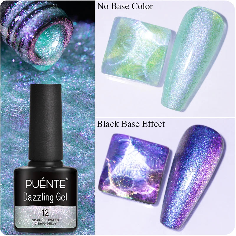 PUENTE 7.5ML Wine Red Cat Magnetic Gel Nail Polish Super Shiny Ruby Red Cat Eye Gel Soak Off UV Semi-Permanent Nail Art Varnish