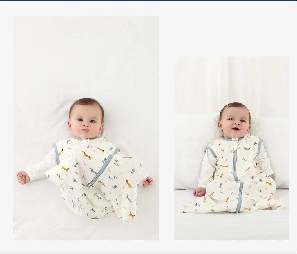 Baby Sleeping Bag Newborn Baby Anti-shock Sleeping Bag Pajamas Baby Pajamas Light Zipper Crawling Suit Anti-kick Cartoon Animal