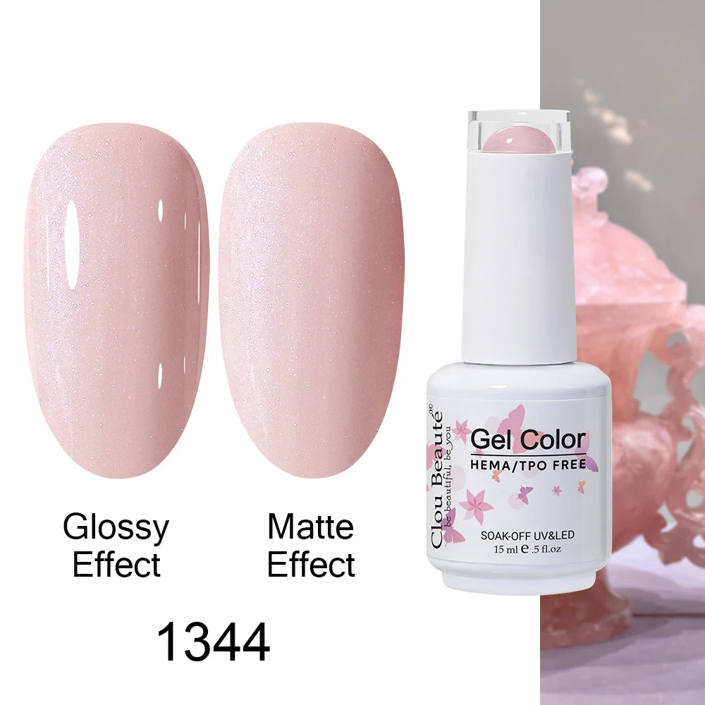 Clou Beaute 15ml HEMA TPO FREE Color Gel Nail Polish Nude Pink Red Green Collection Nail Gel Polish Glitter Soak Off UV LED Gel