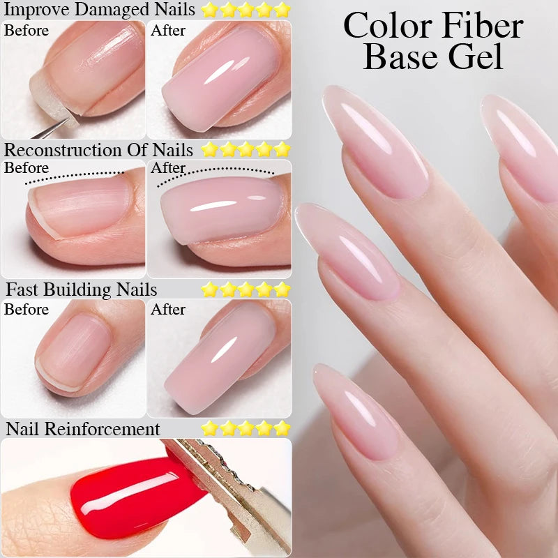 15ML Milky White Jelly Nude Pink Fiber Base Gel For Nails Repair Strengthen Extension Construction Soak Off UV Nail Art Varnish
