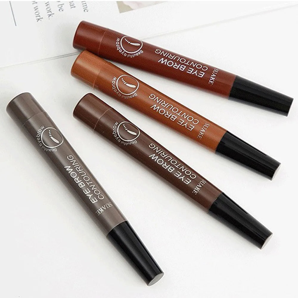 4 Point Head Eyebrow Pencil Long Lasting Waterproof Sweat Proof High Pigmented Eyebrow Tattoo Pen Easy Apply Liquid Brow Makeup