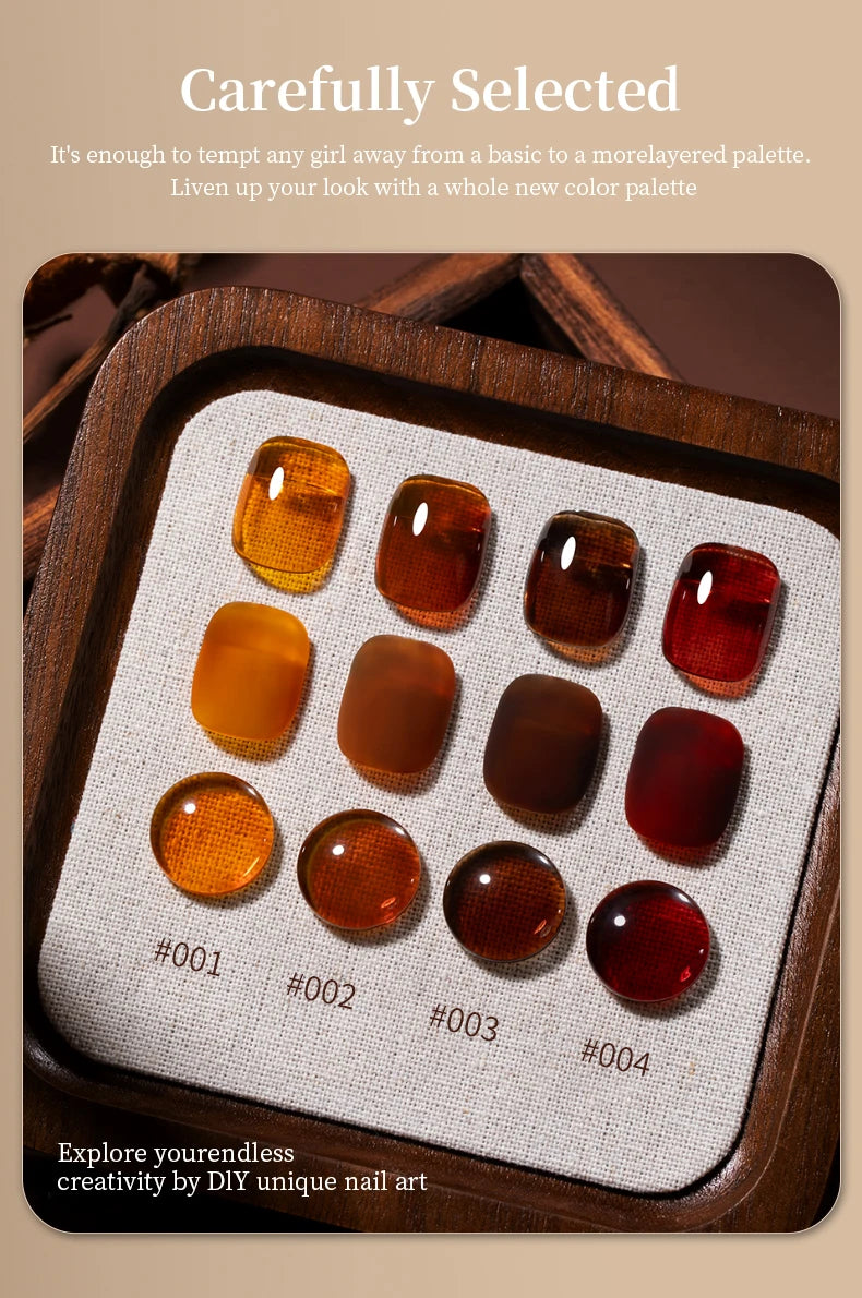 RSNAIL 10g Jelly Amber Gel Nail Polish Crystal Brown Nail Gel DIY Translucent Color Nail Art Gel Permanent UV Gel Polish Varnish