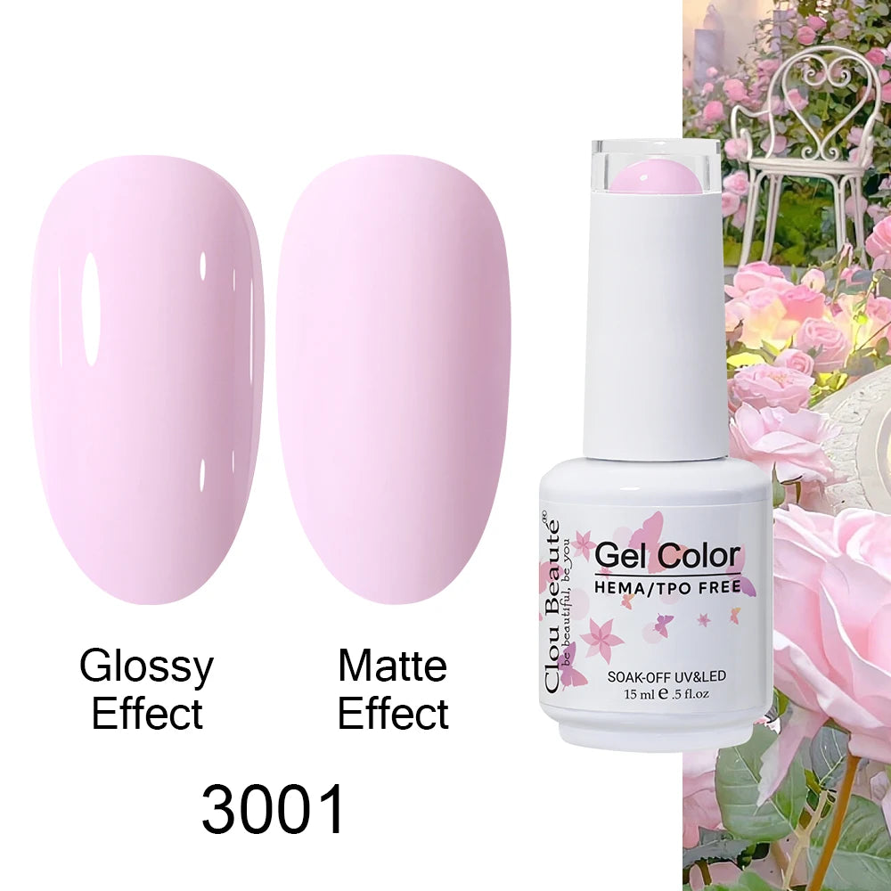 Clou Beaute 15ml HEMA TPO FREE Color Gel Nail Polish Nude Pink Red Green Collection Nail Gel Polish Glitter Soak Off UV LED Gel