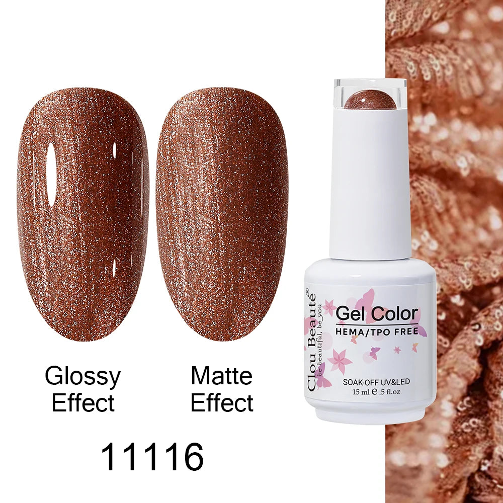 Clou Beaute 15ml HEMA TPO FREE Color Gel Nail Polish Nude Pink Red Green Collection Nail Gel Polish Glitter Soak Off UV LED Gel