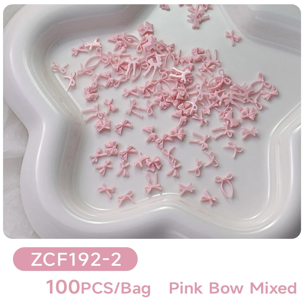 100pcs 3D Baby Blue Mixed Bowknot Nail Art Decorations Resin Sweet Ribbon Bows Nails Charms for DIY Crafts Manicure Accessories
