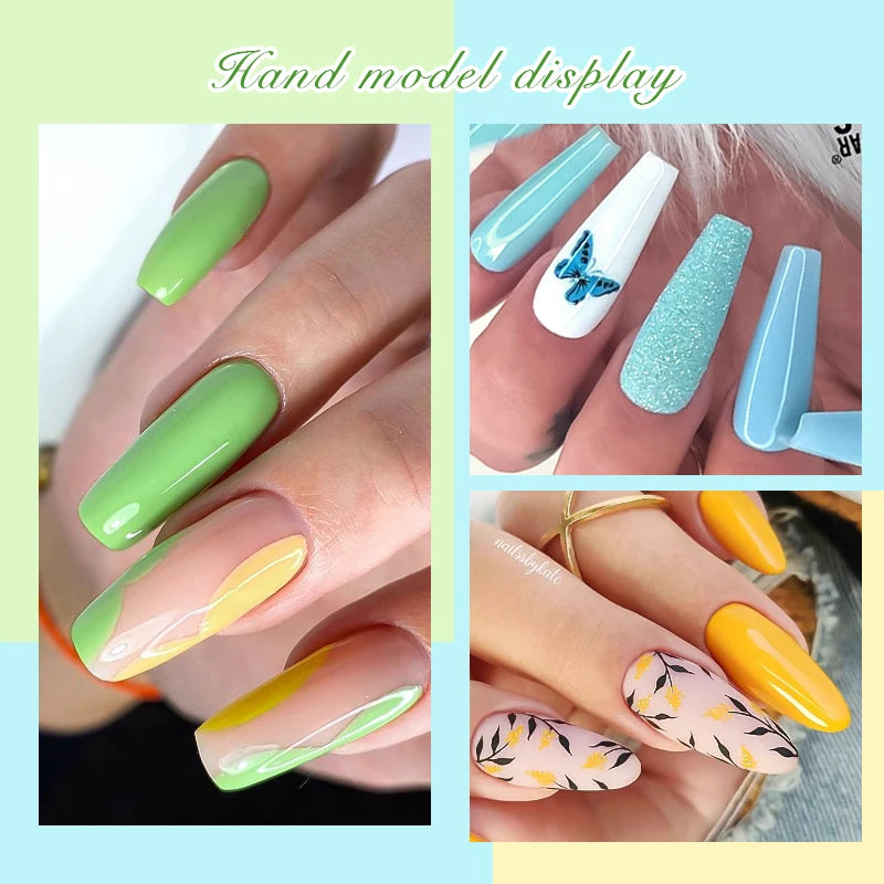 MEET ACROSS 160 Colors 7.3ml Gel Nail Polish Pink Green Blue Fluorescent Summer Glitter Varnish Semi Permanent Nail Art Gel