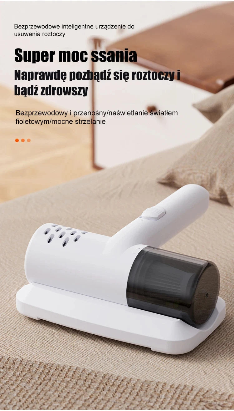 Wireless Handheld Vacuum Cleaner USB Charging Powerful Suction Portable Mite Remover for Bed Sofa Car Cleaning