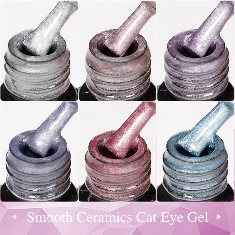 PUENTE 7.5ML Smooth Ceramics Cat Magnetic Gel Nail Polish White Moonlight Shades Cat Eye Soak Off UV Nail Art Varnish Manicure
