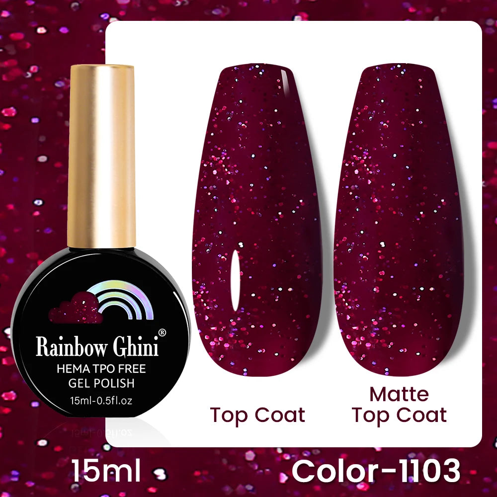 RG 15ML 146Colors HEMA&TPO Free Long Lasting Nail Polish Colorful UV Nail Gel Top Base Coat Supplies For Professional Manicure