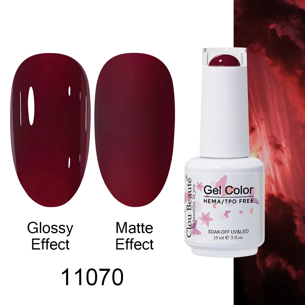 Clou Beaute 15ml HEMA TPO FREE Color Gel Nail Polish Nude Pink Red Green Collection Nail Gel Polish Glitter Soak Off UV LED Gel