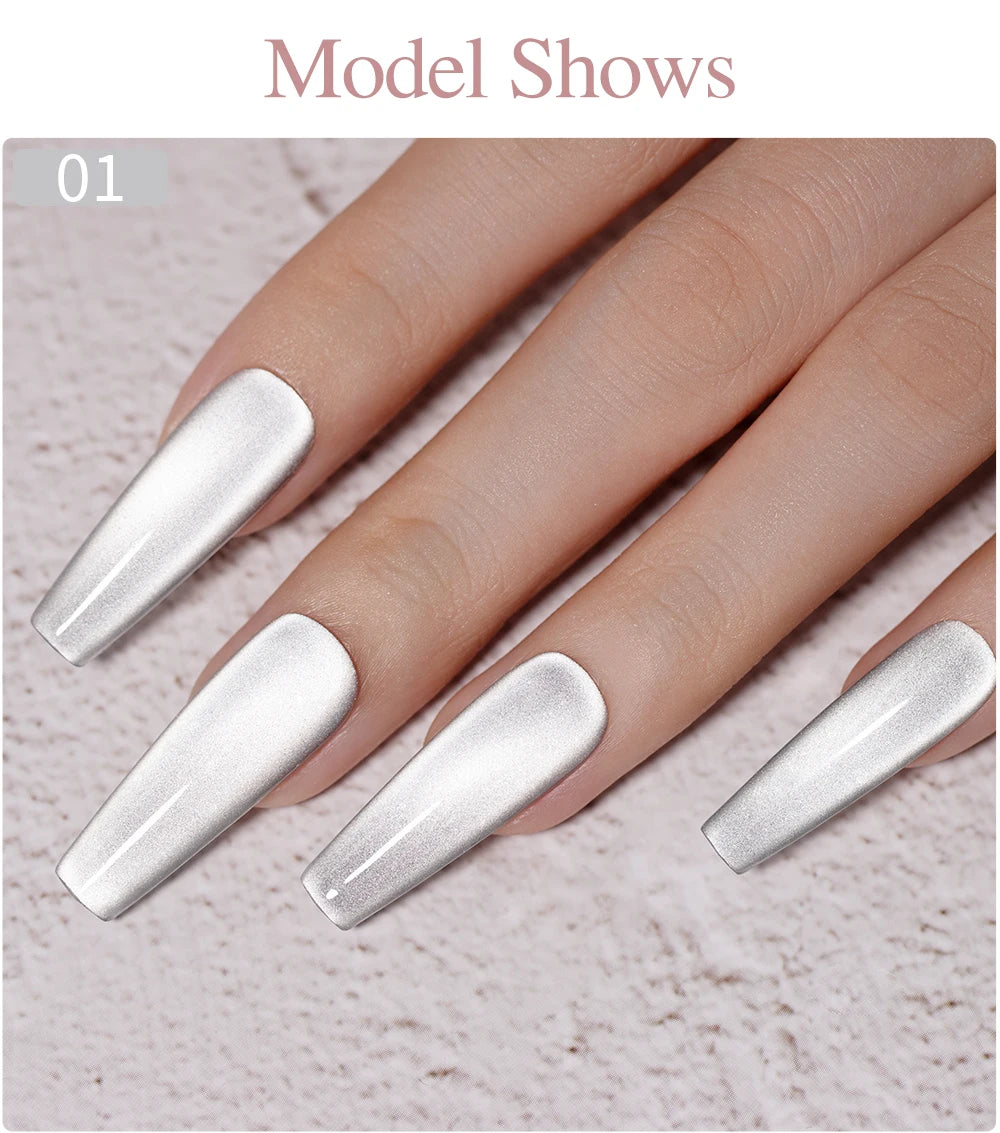 PUENTE 7.5ML Smooth Ceramics Cat Magnetic Gel Nail Polish White Moonlight Shades Cat Eye Soak Off UV Nail Art Varnish Manicure