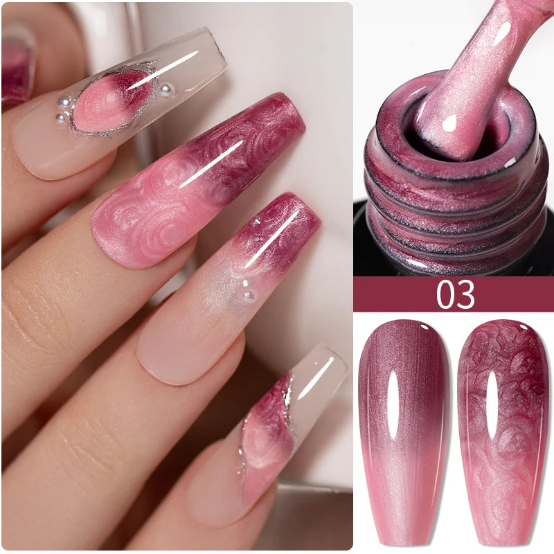 PUENTE 7.5ML Smooth Ceramics Cat Magnetic Gel Nail Polish White Moonlight Shades Cat Eye Soak Off UV Nail Art Varnish Manicure