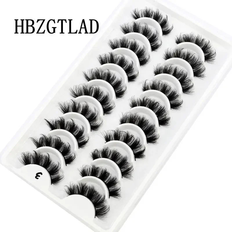 HBZGTLAD Russian Strip Lashes 10 Pairs 3D Mink Lashes Natural Eyelashes Dramatic False Eyelashes Wholesale Eyelash Extension