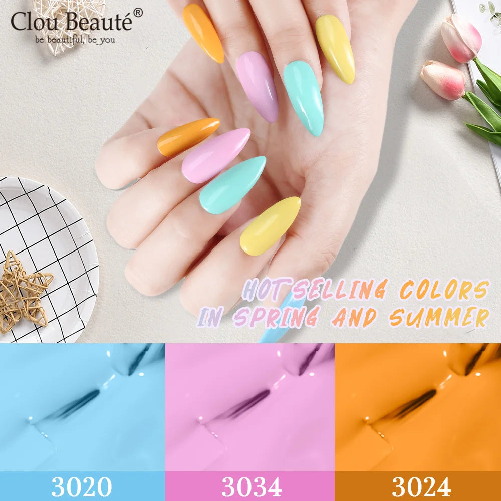 Clou Beaute 15ml HEMA TPO FREE Color Gel Nail Polish Nude Pink Red Green Collection Nail Gel Polish Glitter Soak Off UV LED Gel