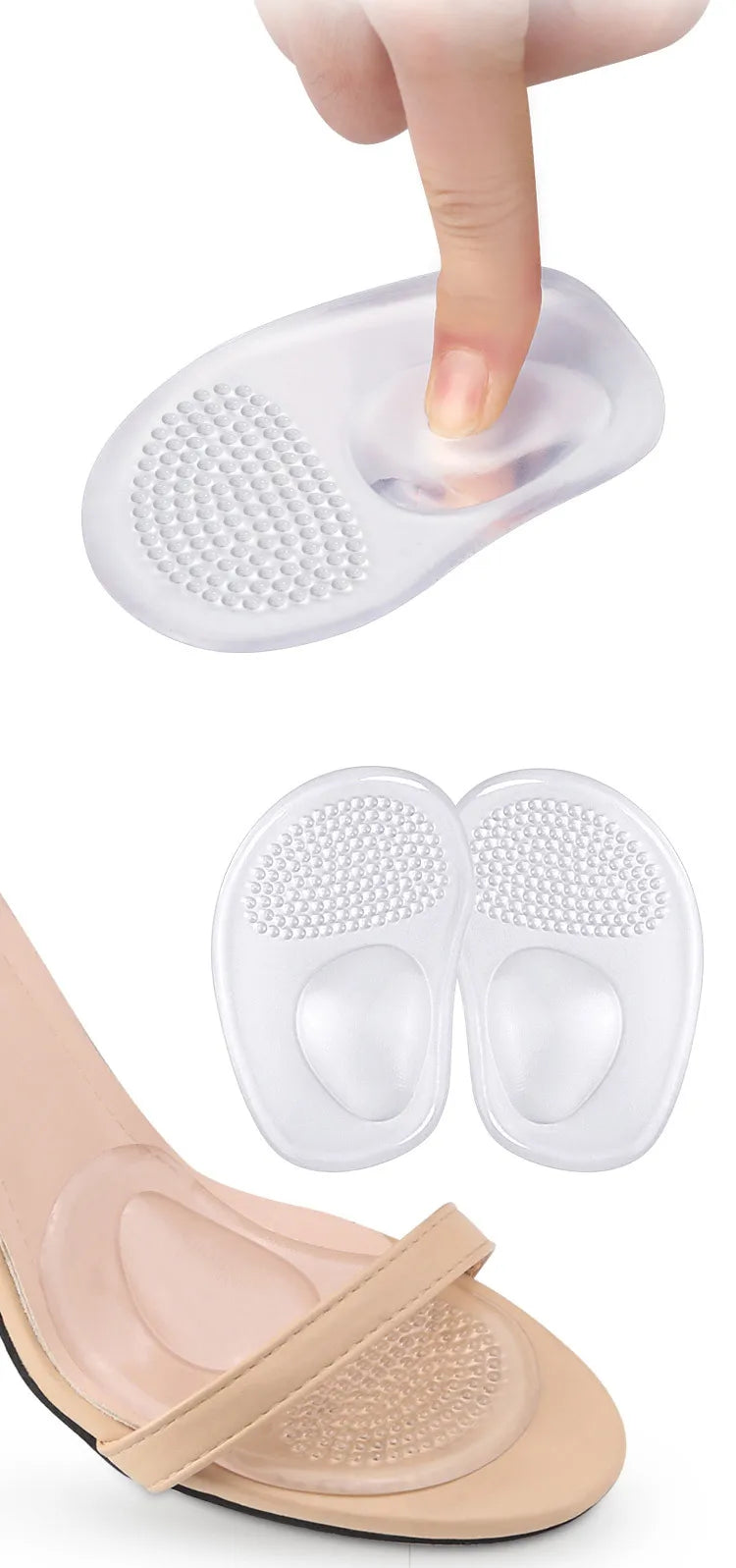 1Pair Heels Forefoot Pads Relieve Pain Orthopedic Insoles Silicone Cushion Sandals Foot Care Products GEL Non-slip Shoes Pad