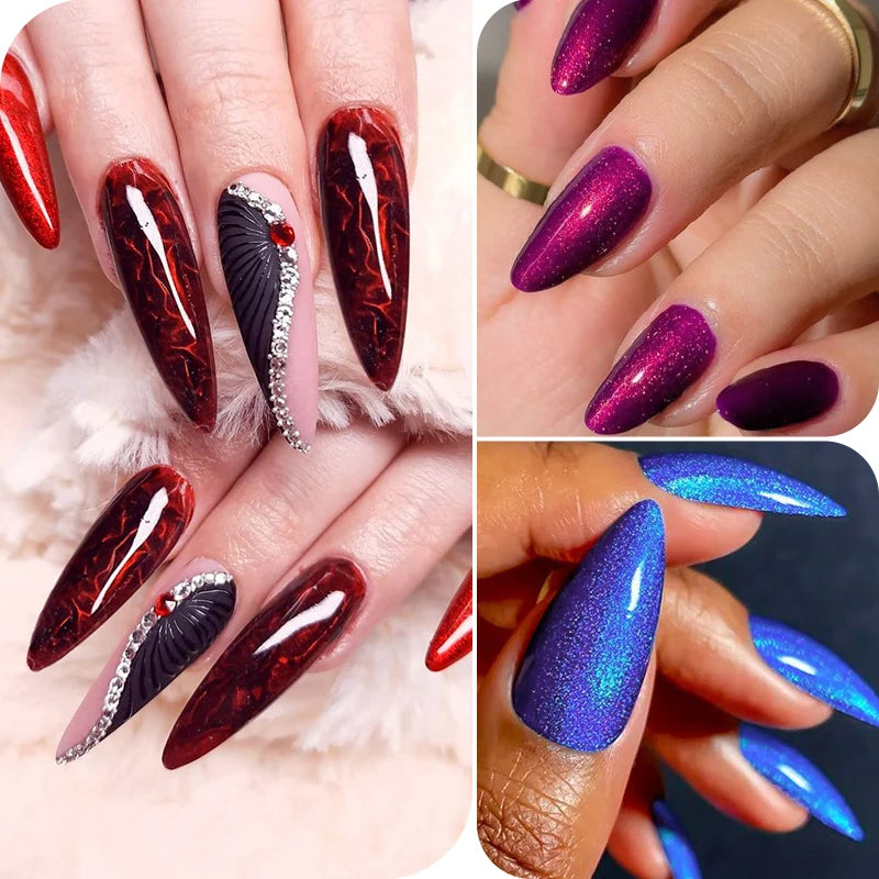 MEET ACROSS 7ml Shimmer Metallic Nail Gel Polish Glitter Mirror Effect Nail Supplies Vernis Gel for Nails UV/LED DIY Manicure