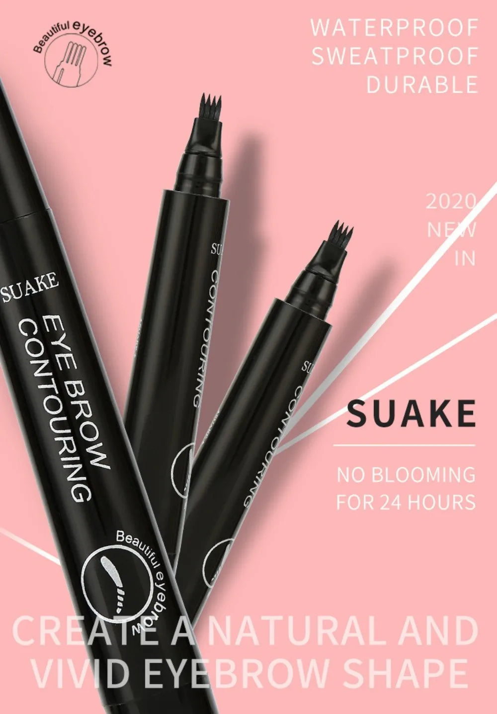 4 Point Head Eyebrow Pencil Long Lasting Waterproof Sweat Proof High Pigmented Eyebrow Tattoo Pen Easy Apply Liquid Brow Makeup