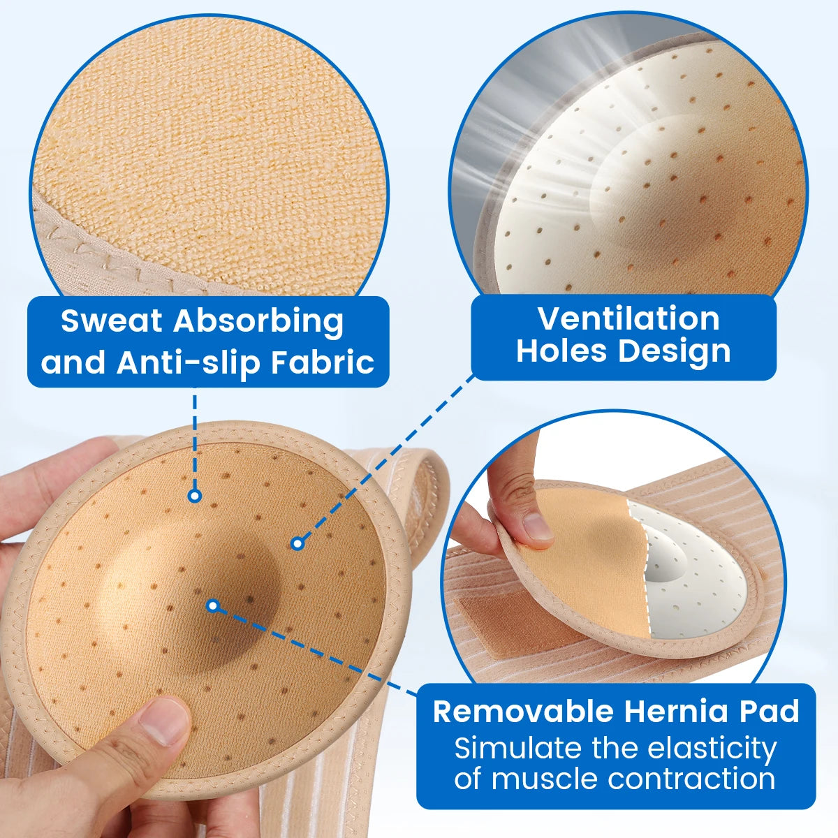 VELPEAU Umbilical Hernia Belt for Epigastric Incisional and Navel Hernia, Abdominal Binder with Removable Compression Pad