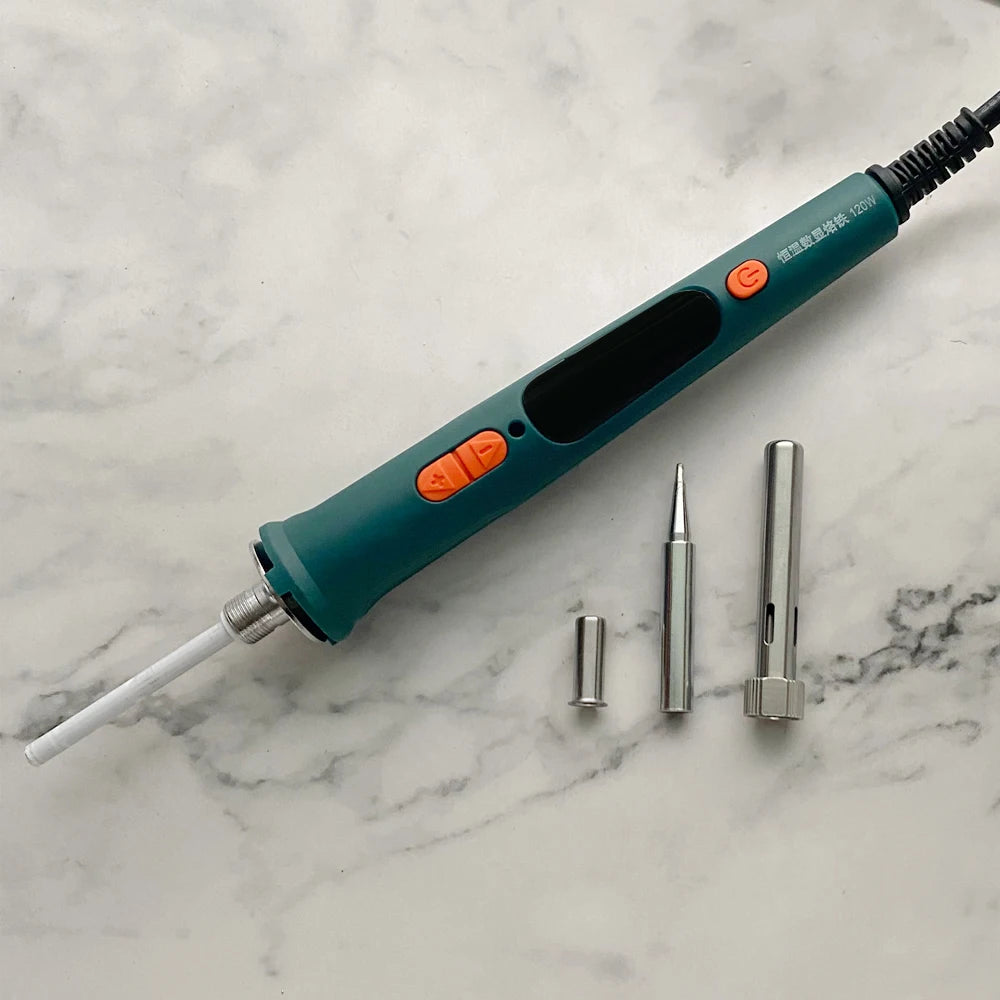 100W/120W Digital Soldering Iron Kit Repair Soldering Tool Set Electric Soldering Iron Dual Calibration Temperature 200-600C