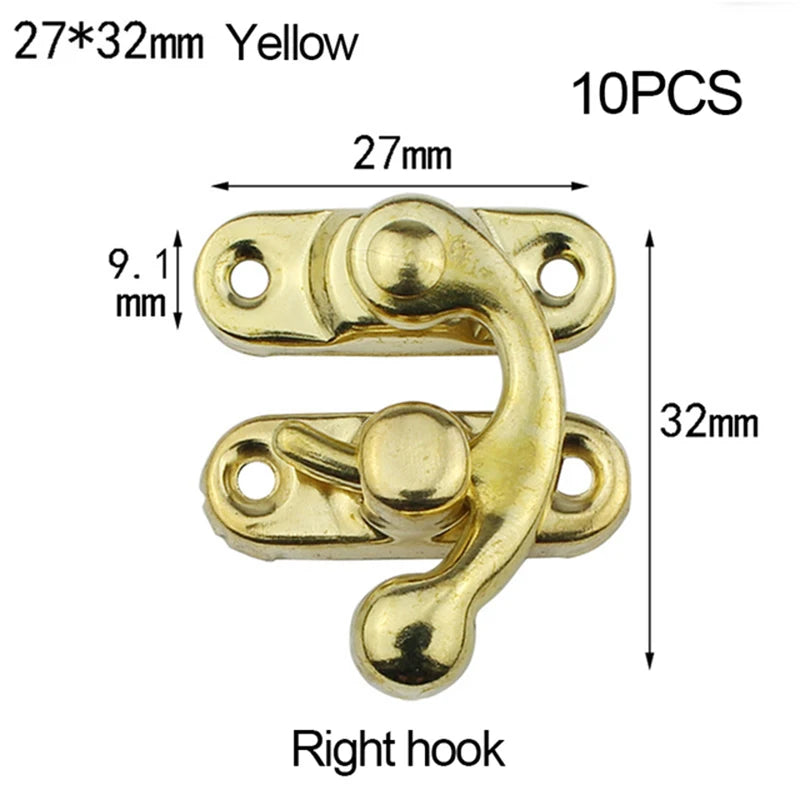 10PCS/bag Vintage Metal Hardware Furniture Wooden Box Leather Bag Hardware Decorative Latch Clasps Lock Padlock Hasp With Screws