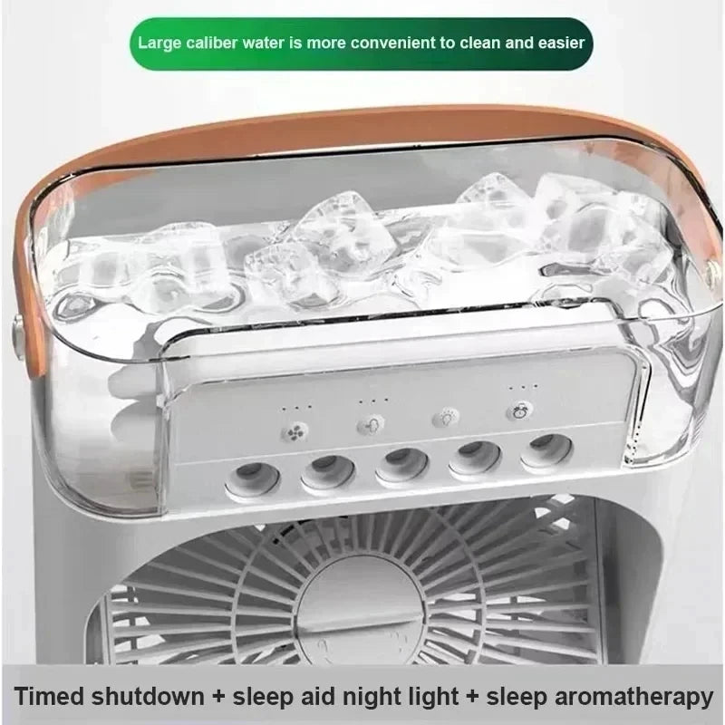 3-in-1 portable humidifying fan, mini USB air conditioning fan with LED night light function, water mist humidification, fun hom