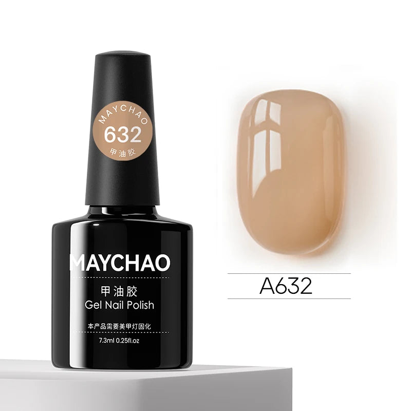 MAYCHAO Transparent Nude Jelly Gel Nail Polish Semi Permanent 7.3ml Top Coat Soak Off UV LED Varnish Nail Art Design Base Gel