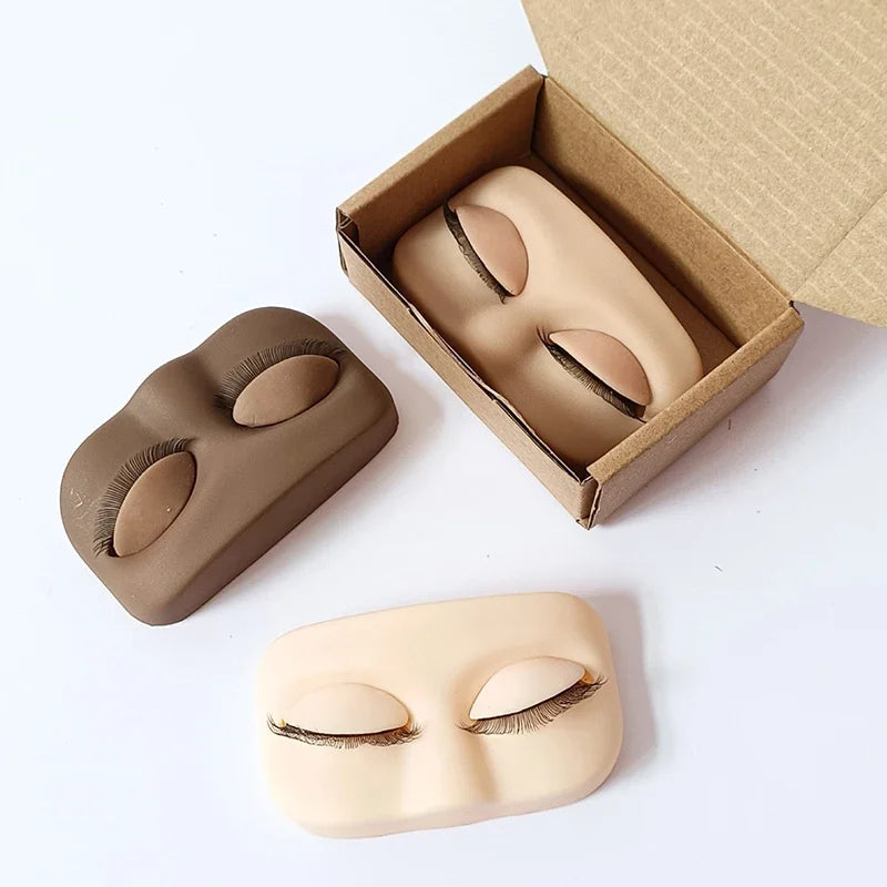 Mini Lash Practice Eyelash Replacement  Training Head Flat Model With Removable  Eyelids With False Eyelashes Head Extension