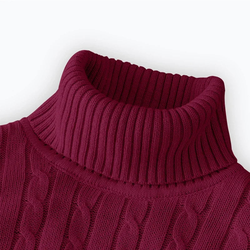 2025 New Men's High Neck Sweater Solid Color Pullover Knitted Warm Casual Turtleneck Sweatwear Woolen Mens Winter Outdoor Tops