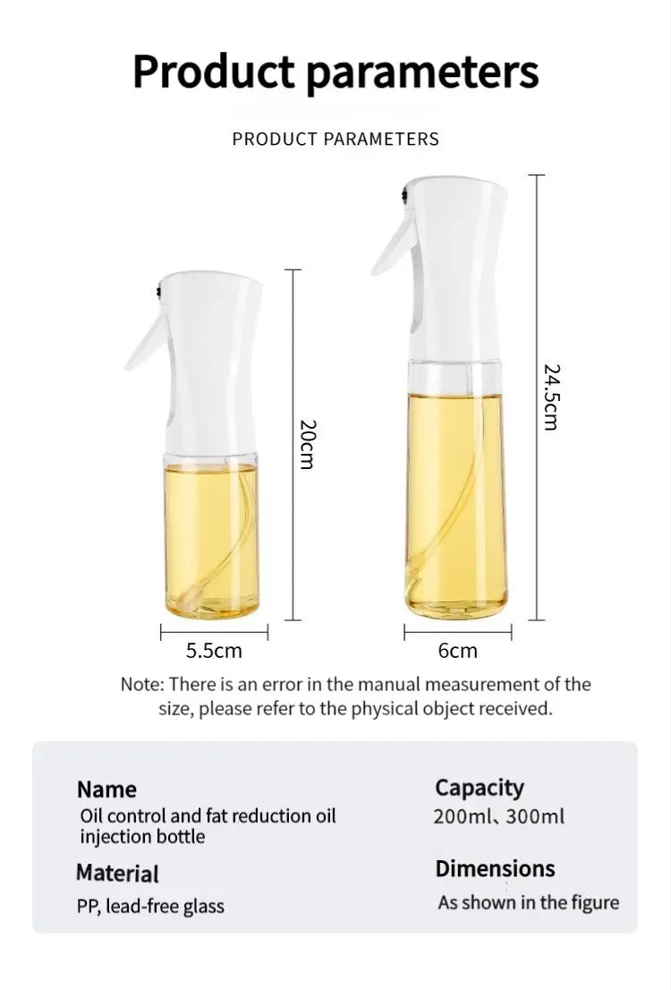 200/300ml Kitchen Oil Bottle Cooking Spray Olive Bottle Fitness Barbecue Spray BBQ Cooking Kitchen Baking Olive Oil Spray